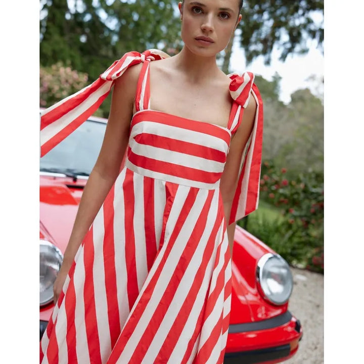 Scarlett | Women’s Maxi Dress with Stripes and Ties