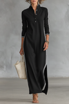 Rita | Button Down Collar Sweatshirt Maxi Dress