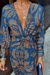 Katherine | Women's Long Sleeve Maxi Dress with Flowing Skirt and Adjustable Waist