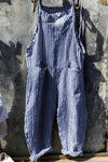 Darya | Women's Striped Bib Overalls with Pockets