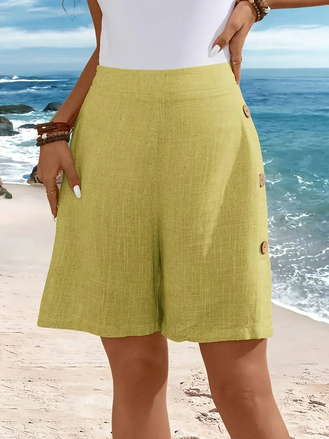 Sadie | Button-Up Shorts with Relaxed Fit and Adjustable Waist