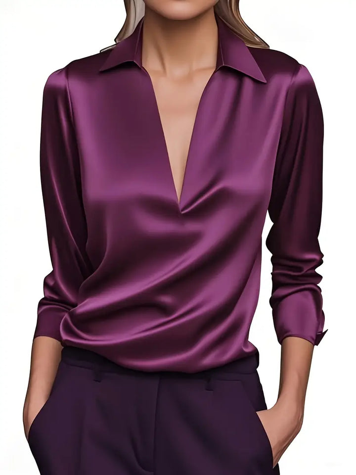 Lenora | V-Neck Blouse with Satin Finish and Elegant Design
