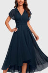 Delia | Women's V-Neck Wrap Midi Dress