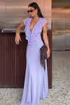 Jeanine | Women's Maxi Dress with V-Neck and Ruffles