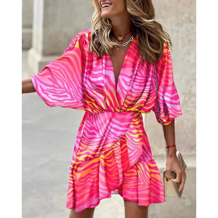 Marisol | Women’s Mini Dress with V-Neck and Ruffles
