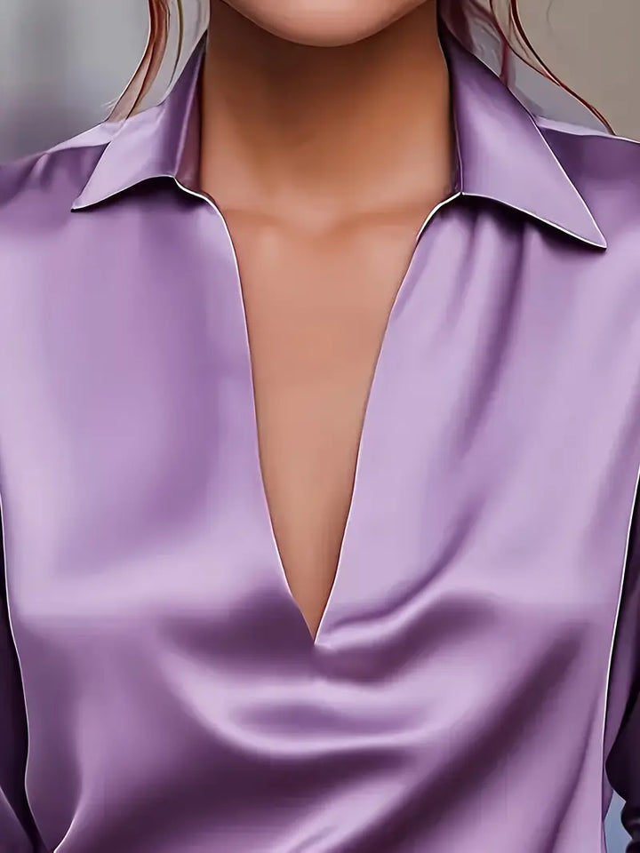 Lenora | V-Neck Blouse with Satin Finish and Elegant Design
