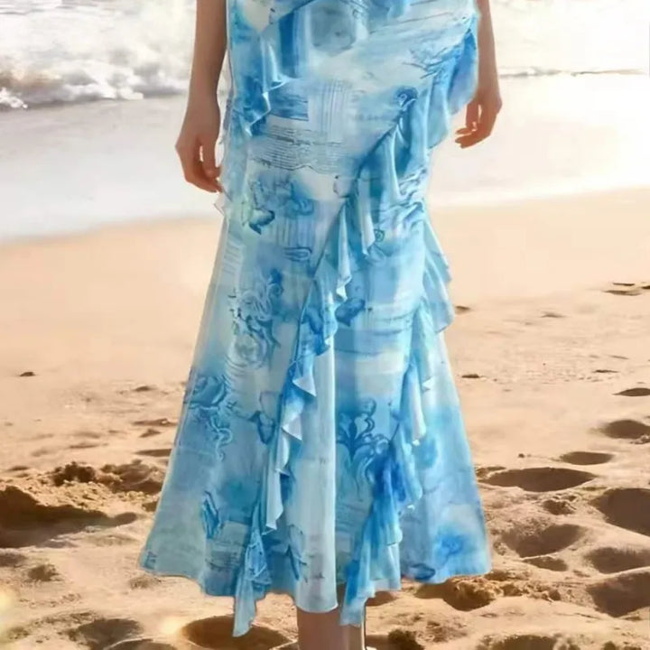 Marielle | Women’s Maxi Dress with Ruffles and Print