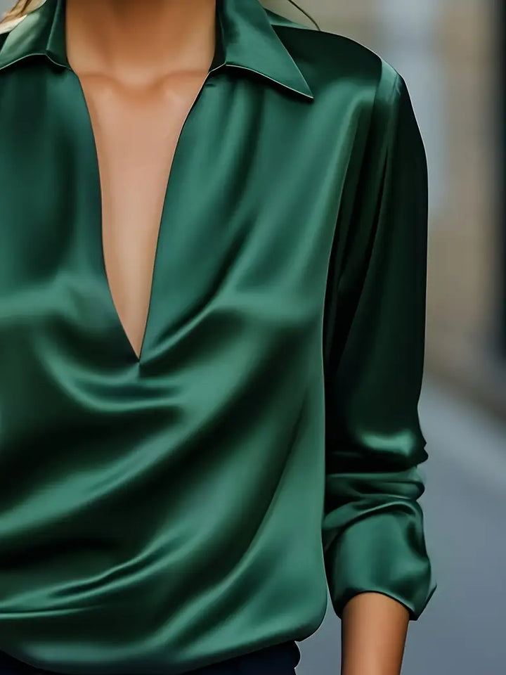 Lenora | V-Neck Blouse with Satin Finish and Elegant Design