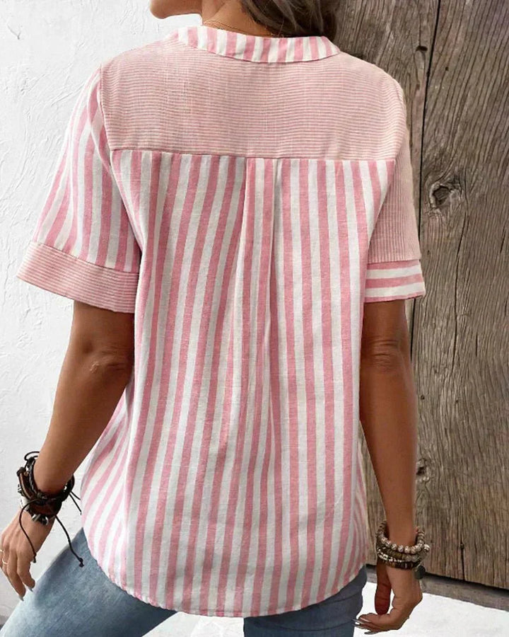 Elodie | Striped Blouse with Short Sleeves