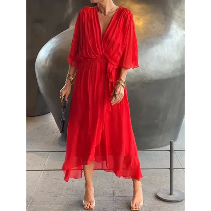 Penelope | Women’s Wrap Dress with V-Neck and Tie Waist