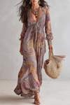 Aurora | Vintage Retro Paisley V-Neck Maxi Dress