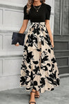 Elise | Women's Puff Sleeve Floral Maxi Dress with Tie Waist