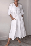 Alessa | Women's V-Neck Maxi Dress with Flowing Design and Adjustable Straps