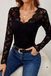 Wren | Women’s Top with Scalloped Neckline and Lace Sleeves
