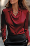 Lenora | Women's Blouse with Draped Neckline and Collar