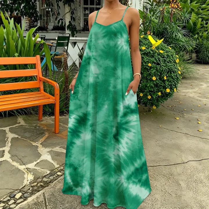 Aureline | Women’s Maxi Dress with Straps and Tie-Dye