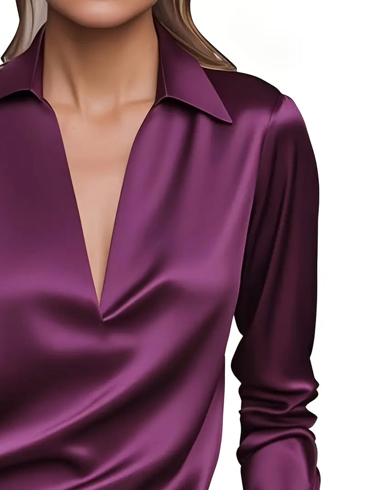 Lenora | V-Neck Blouse with Satin Finish and Elegant Design
