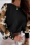 Briar | Women's Blouse with Sheer Sleeves and Appliqués