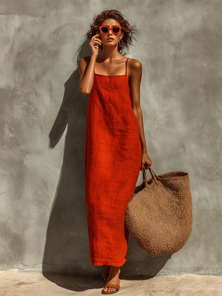 Rebecca | Spaghetti Strap Square Neck Boho Resort Dress
