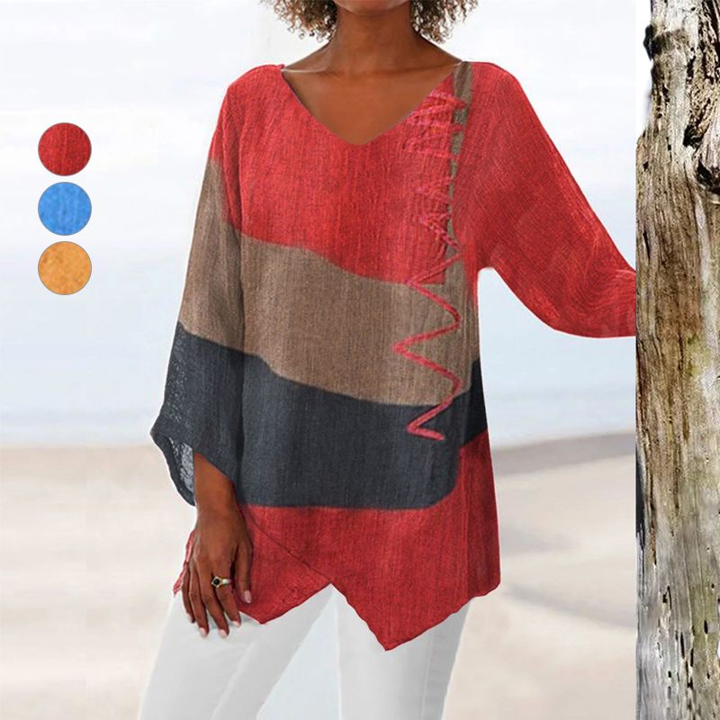 Sabrina | Long Shirt with V-Neck and Relaxed Fit