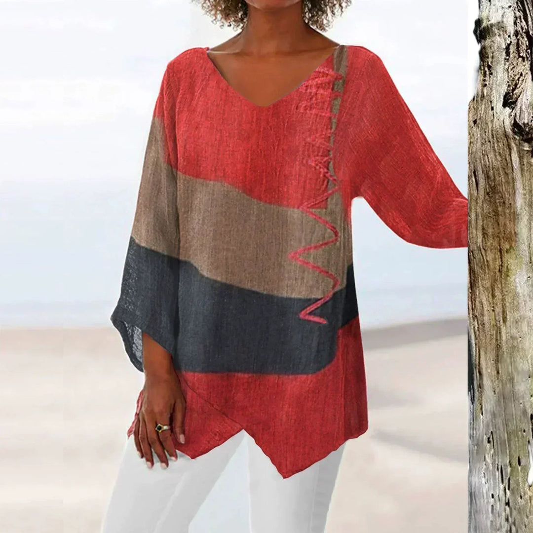 Sabrina | Long Shirt with V-Neck and Relaxed Fit
