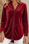 Sophie | Women's Blouse with Ruffle Trim and V-Neck