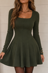 Tatum | Women's Dress with Square-Neck and Panel Seams