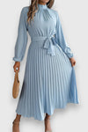 Ariadne | Women's Pleated Midi Dress with Flared Skirt and Sleeveless Design