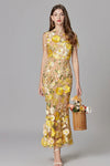 Aurelia | Women's 3D Floral Appliqué Sheer Mesh Sleeveless Maxi Dress
