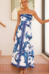 Solavie | Women's Printed Dress with Flowy Design and Short Sleeves
