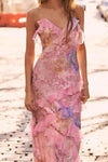 Aurora | Women's Ruffle Maxi Dress Floral Spaghetti Strap V-Neck