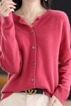 Women's round neck cardigan sweater