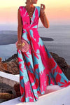 Lucia | Women's Floral Sleeveless Deep V-Neck Maxi Dress