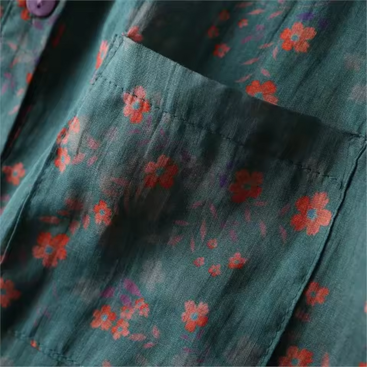 Coralie | Floral Half-Placket Shirt with Button Detail