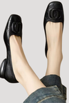 Imogen | Women's Square Toe Slip On Flat Shoes
