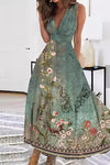 Jacqueline | Women's Floral A-Line Maxi Dress with Sleeveless Design