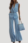 Juniper | Women's Sleeveless Blazer Vest Wide Leg Pants Set