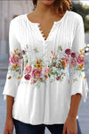 Linnea | Women's Floral Long Sleeve Henley Blouse