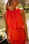 Zella | Women's Summer Midi Dress with Adjustable Straps and Flowing Skirt