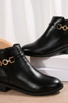 Lorraine | Women's Black Ankle Boots with Gold Chain