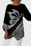 Lyanna | Women's Butterfly Print Asymmetric Hem Top