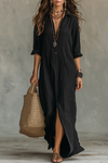 Lydia | Women's Button Front Long Sleeve Maxi Shirt Dress