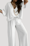 Meredith | Women's V Neck Wide Leg Two Piece Set