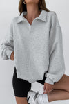 Minimalist Plain Polo Sweatshirt