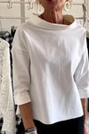 Evelyn | Bateau Neck Top with 3/4 Sleeves and Relaxed Fit