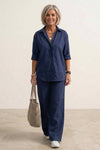 Presley | Women's Button-Down Shirt with Wide-Leg Trousers Set