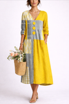 Priscilla | Women's Patchwork V-Neck Midi Dress