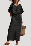 Raina | Women's Short Sleeve V Neck Two Piece Midi Set