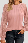 Roswyn | Women's Round Neck Lace Sleeve Blouse