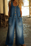 Willow | Women's Denim Overalls Loose Fit Sleeveless Jumpsuit